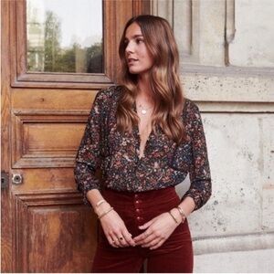 Sezane Floral Blouse - Black and Red 2019, great condition.
